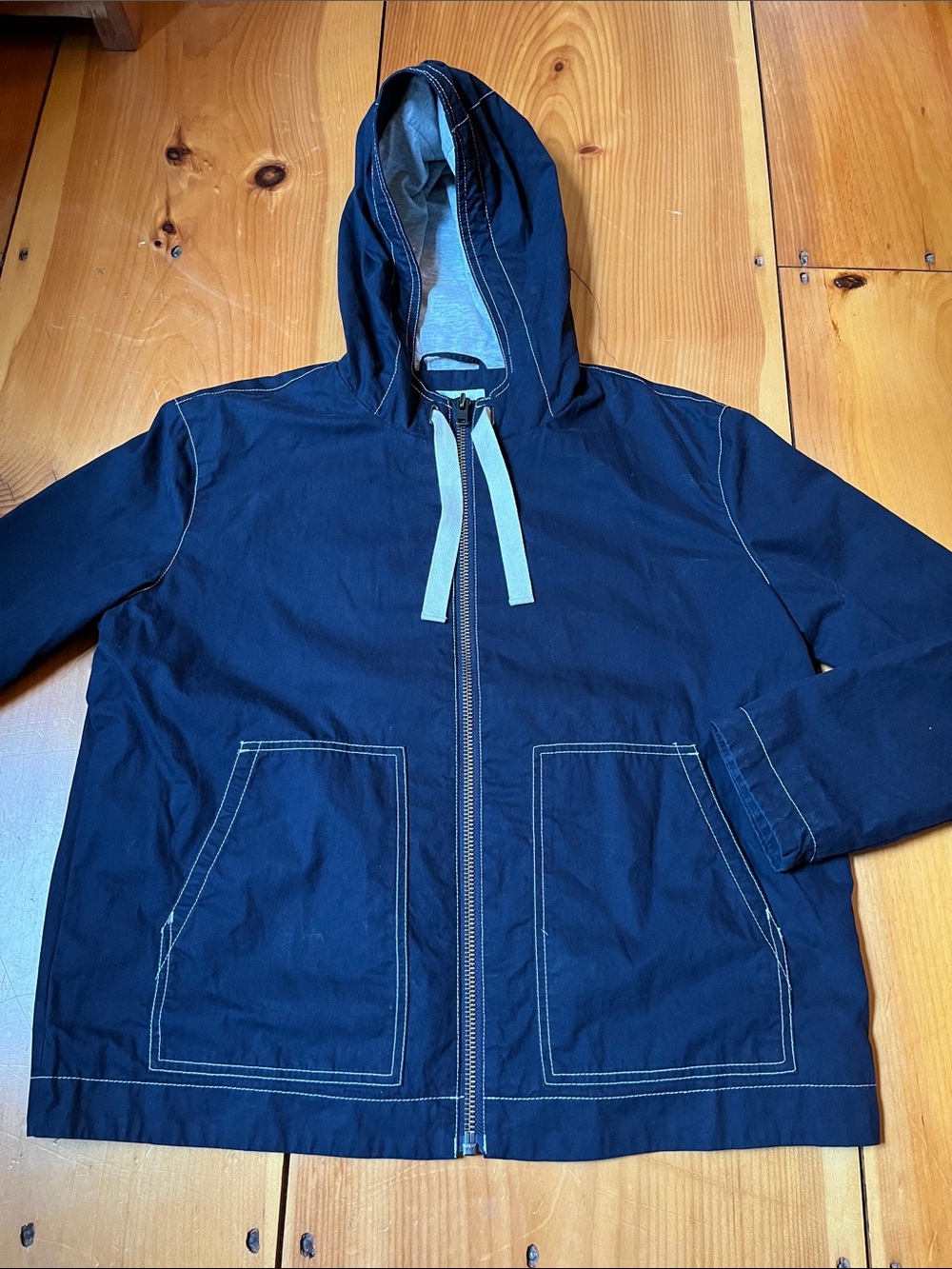 BODEN 6 Navy Blue Eden Parka Hooded Jacket Spring/Fall Lined Zip Up
